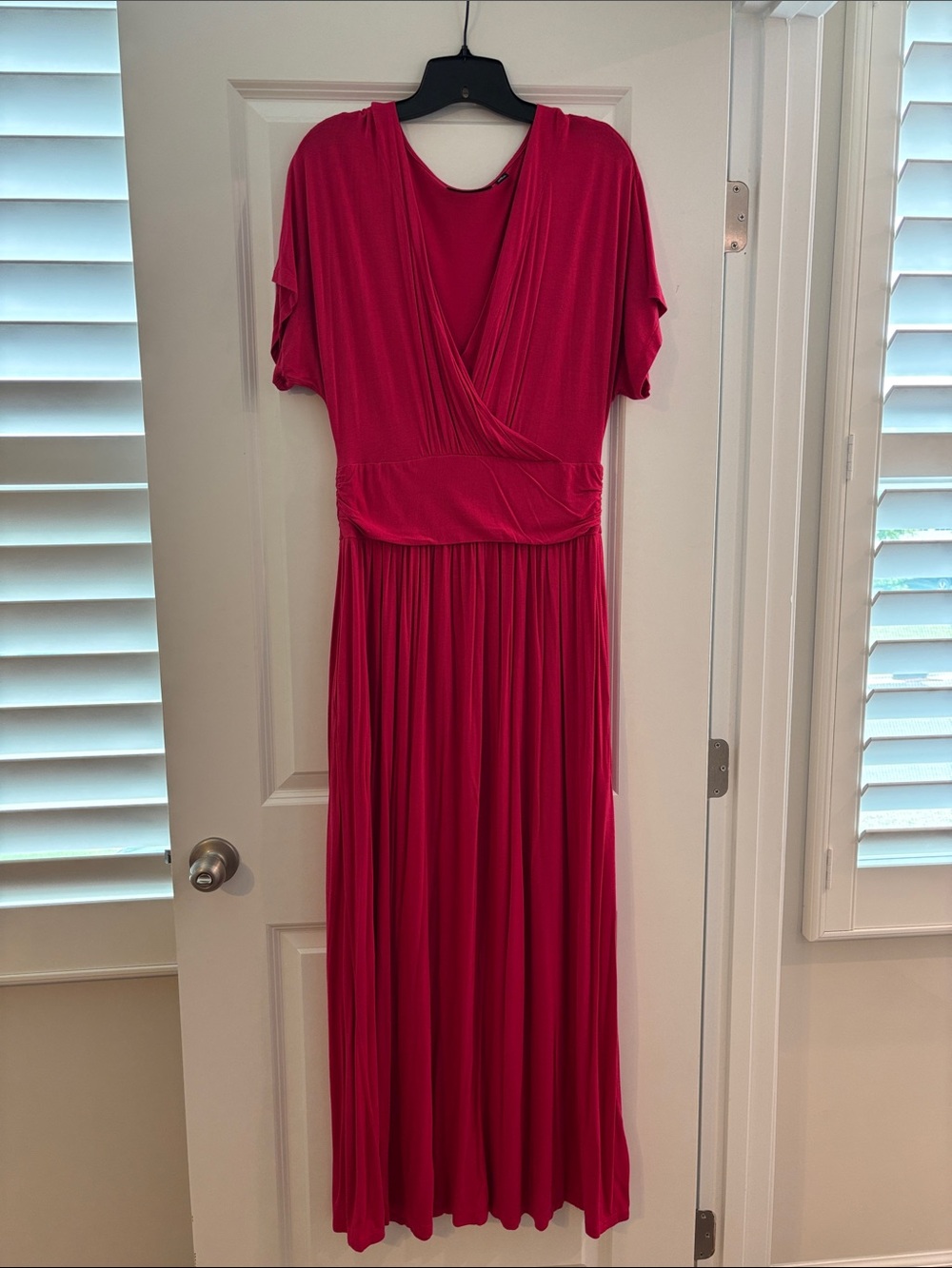 Elegant Women's Fuchsia Wrap Maxi Dress
